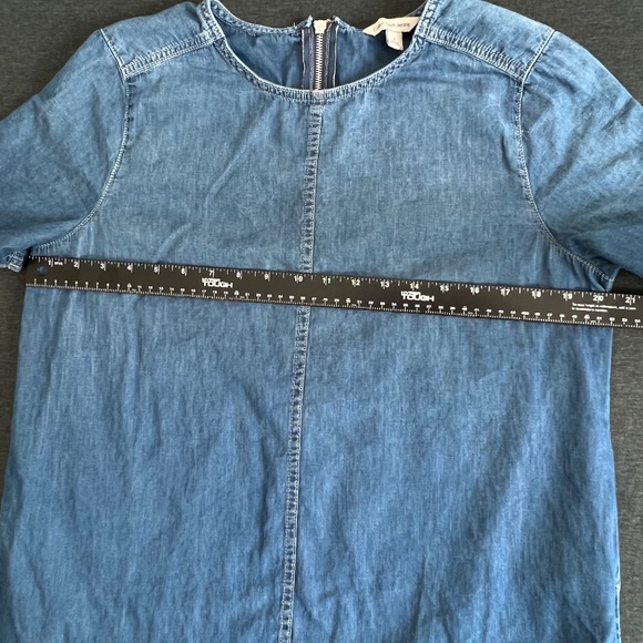 Calvin Klein Jeans Short Sleeve Chambray Zip Mini Dress Size Large - Picture 12 of 14